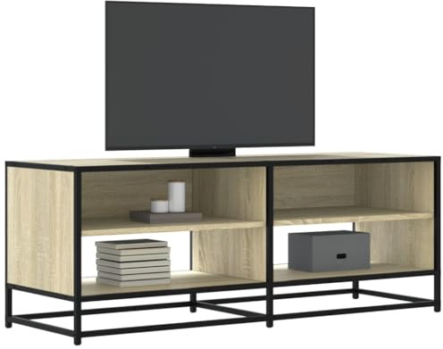 HaoChrymec TV-Schrank aus Holzwerkstoff und Metall, mit 5 Schubladen, Fernsehkommode, Sideboard Wohnzimmer, für Wohnzimmer, Fernsehtisch, Sonoma-Eiche, 120.5 x 40 x 46 cm