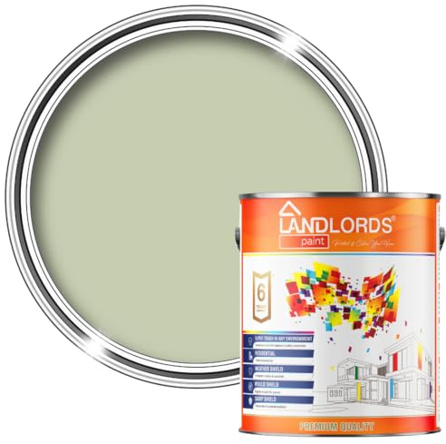 Landlords Matt Emulsion Paint for Walls & Ceilings - Sage Green - 5L - Ideal for Kitchens, Bathroom, Living Rooms, Hallways - Washable Paint with Excellent Coverage - Quick Dry
