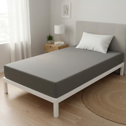 Spannbettlaken für Einzelbett, Melange Dunkelgrau