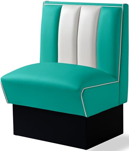 Bel Air 2er Set Dinerbank Eckbank Sitzbank Bank Einrichtung Gastronomie Dinermöbel Lounge im Retro 50er Style Design (Türkis/White)