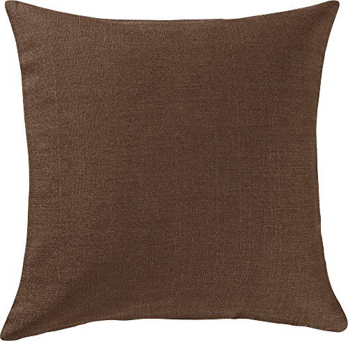 Erwin Müller Deko-Kissenhülle, Kissenbezug Uni, Krefeld braun Größe 40x40 cm - fleckabweisend, schmutzunempfindlich und leicht zu reinigen, Leinen-Optik (weitere Farben)