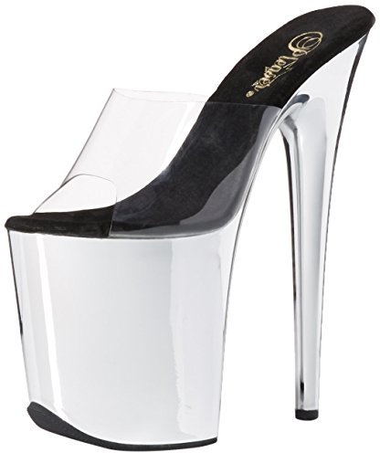 Pleaser FLAMINGO-801 Peeptoe Sandalen, Transparent CLR SLV Chrom, 35 EU