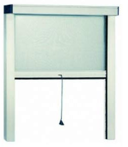 GrecoShop Zanzariera a Rullo in Alluminio per Finestre con Profilo Regolabile e Avvolgimento Verticale Bianca 140x170 cm