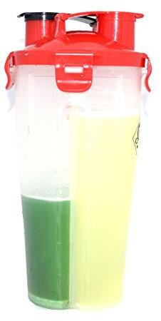 Shaker X-Shake The Dual Protein - Parfait pour les suppléments avant et pendant l'entraînement - Couvercle anti-fuite - Sans BPA - 2 compartiments de 350 ml - Flacon de 700 ml