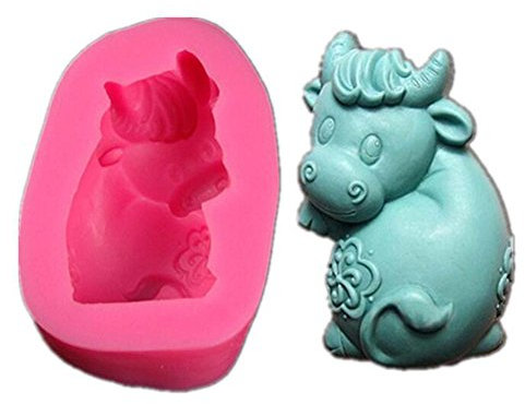 Coque en silicone Fondant Moules à gâteaux, 3d Animal en forme de vache en silicone Moule à chocolat Bougie Moules Savon Moule à gâteau, DIY gâteau Décoration glaçage Sugarcraft Moule à pâti