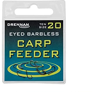 Drennan Eyed Barbless Carp Feeder Hooks - Size 8