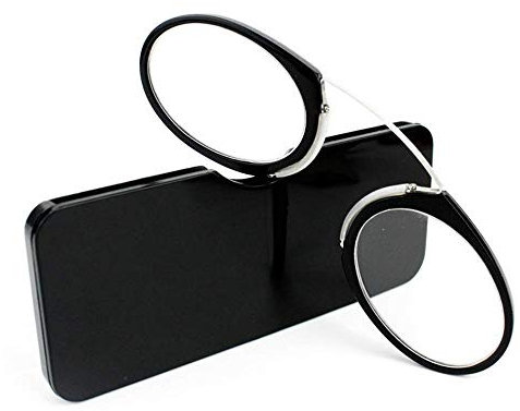 KoKoBin Unisex Lesegläser Kompakte Sehehilfe Mini Nose Clip Bügellose Lesebrille Rutschfest Lesehilfe- Immer griffbereit(Schwarz，+1.0)