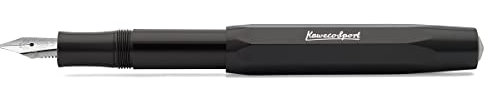 Kaweco Sport Kalligraphie Füller Black Stärke 1.5 mm I Füllfederhalter aus hochwertigem Kunststoff mit zuverlässiger Kalligrafie Feder I Schönschreibfüller für Tintenpatronen 13,5 cm Schwarz