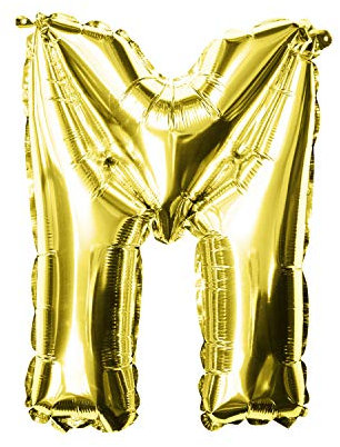 Oblique Unique® Folien Luftballon alle Buchstaben Alphabet ABC Herz Stern in Gold für Geburtstag Jubiläum goldene Hochzeit JGA Party Deko Folienballon - wählbar (Buchstabe M)