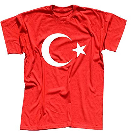 T-Shirt Türkei Türkiye Turkey Istanbul Antalya Fahne 13 Farben Herren XS - 5XL National Flagge Ankara Atatürk Süleymaniye-Moschee, Größe:3XL, Farbe/Logogröße:rot- Logo Weiss/Brust Mitte