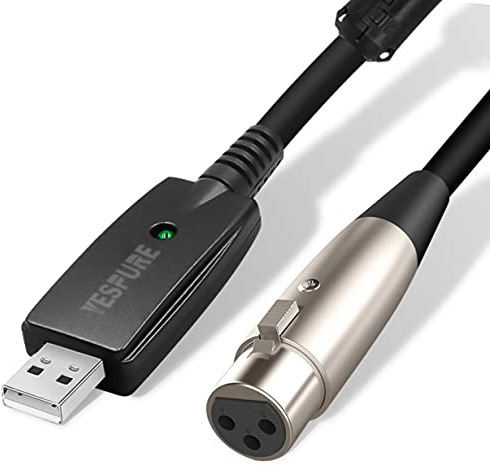 YESPURE USB Microphone Cable for Instruments Recording USB Male to XLR Female Mic Link Converter Cable Studio Audio Cable Connector Cords Adapter Karaoke Singing or Microphones(10FT/3M)