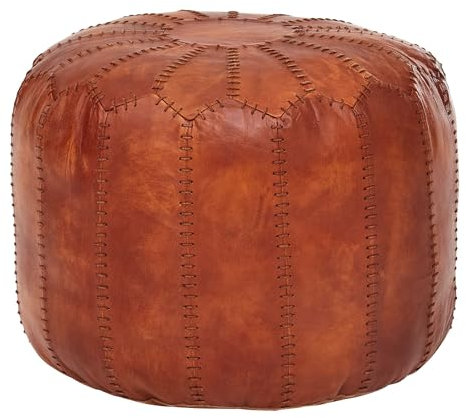 Wohnling Sitzhocker Echtleder Braun 52 x 40 x 52 cm Ottomane Wohnzimmer, Design Pouf Hocker Orientalisch, Polsterhocker Orient Beinablage Sofa