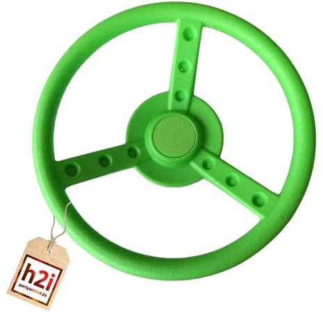 h2i Lenkrad Spielturm & Spielhaus | Lenkrad für Spielturm aus wetterfestem Kunststoff | bewegliches Spielturm Lenkrad mit Drehgeräusch | Spielturm Zubehör | grün