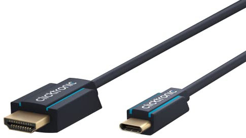 Clicktronic 3m USB C zu HDMI Adapter für TV – USB-C auf HDMI 2.0 Adapterkabel 4K 60Hz - Thunderbolt 3 Kompatibel - Kompatibel mit iPad Pro Air, MacBook Pro, iMac, Galaxy, Surface Book 2, XPS 15/13