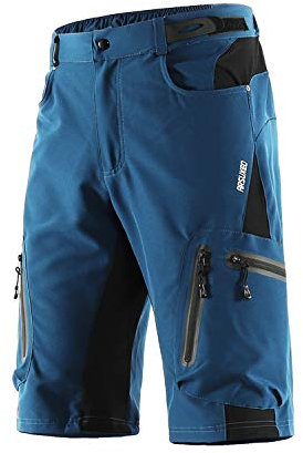 ARSUXEO Herren Radhose Loose Fit MTB Shorts Wasserabweisende Outdoor Sporthose mit 7 Taschen 1202 Dunkelblau L