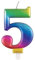 Metallic Rainbow Number 5 Birthday Candle - Vibrant 3D Topper for Cakes & Desserts - Perfect for Kids' & Adults' Parties - 1 Pc