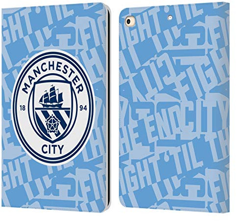 Head Case Designs Licenciado Oficialmente Manchester City Man City FC Pelea Azul Cielo Patrones Carcasa de Cuero Tipo Libro Compatible con Apple iPad 9.7 2017 / iPad 9.7 2018