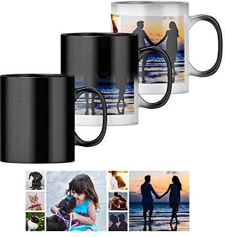 Personalised Heat Change Mug with Eight Photo Collage (11oz) Personalise 8 Photos. Magic Heat Collage Photo Mug Gift