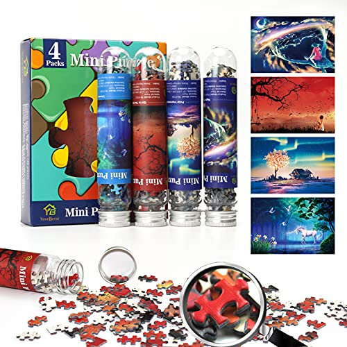 Mini-Puzzles für Erwachsene, 150 Teile (4 Packungen), Herausforderndes Mikro-Puzzle, Schwierig, Heimdekoration, Unterhaltung, 6 x 4 Zoll (15 x 10 cm)