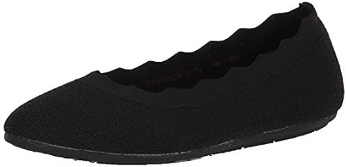 Skechers Women's Cleo 2.0 Love Spell Ballet Flat, Black Knit, 6.5 UK