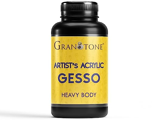 GRANOTONE Acrylic Gesso Black 200 ML Water Base | Matte Finish | Interior/Exterior Use | Long Lasting For Acrylic Painting | Non-Toxic Universal Gesso Finish Primer, Black