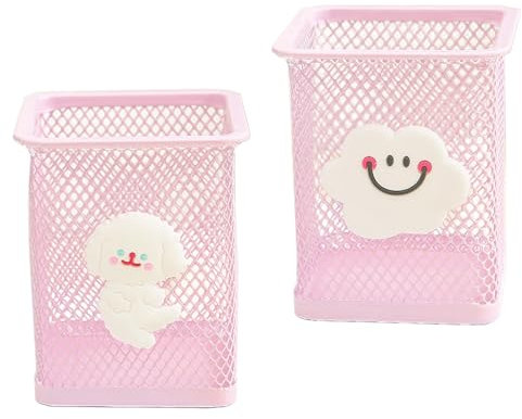 Fine jade2 Metall Stifteköcher Mesh Multifunktions Stifthalter Rosa Stift Organizer Stifthalter aus Drahtmetall,für Schreibtisch Tidy Home Office Supplies Geburtstag Geschenk 2PCS(Pink + Blau)