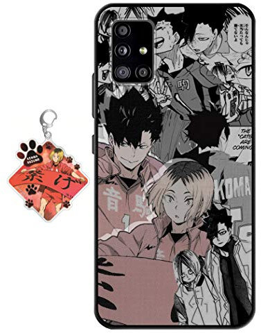 Staremeplz Hülle für Samsung Galaxy A51 Anime Handyhülle [Mit Schlüsselbund] Cartoons Volleyball Junior Silikon Sanft Bumper Case Hülle für Samsung Galaxy A51