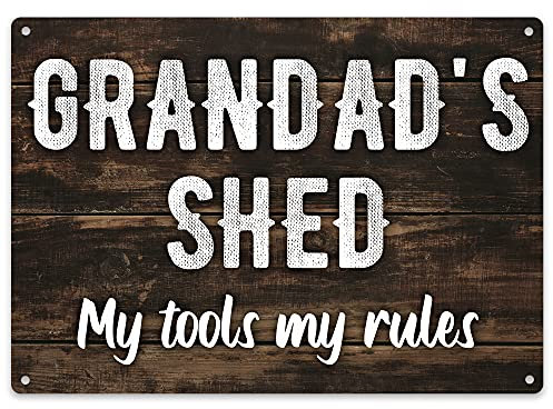 Purple Print House Shed Sign Personalised - Gardening Gift Ideas Shed Signs For Men - Metal Plaque Grandads Dad Funny, Garden & Outdoor, Large, Design 3