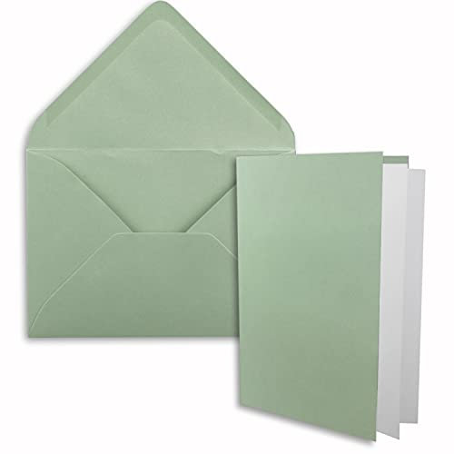 FarbenFroh by GUSTAV NEUSER 25x DIN B6 Faltkarten Set mit Umschlägen in Eukalyptus - 120 x 170 mm - inkl. weißem Einlege-Papier - ideal für Einladungskarten, Hochzeit, Taufe, Kommunion, Konfirmation