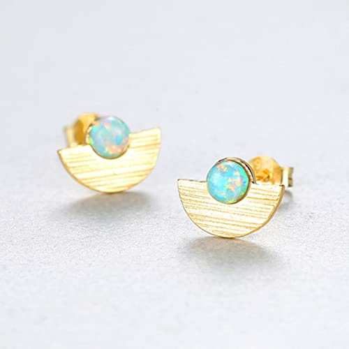 Runde Feueropal Ohrstecker Für Damen Edlen Schmuck Halbkreis Massiv 925 Sterling Silber