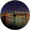 Wallario Glasbild rund New York Skyline - Brooklyn Bridge und Manhattan am Abend - Rund, 50 cm Durchmesser Wandbild Glas in Premium-Qualität: Brillante Farben, freischwebende Optik