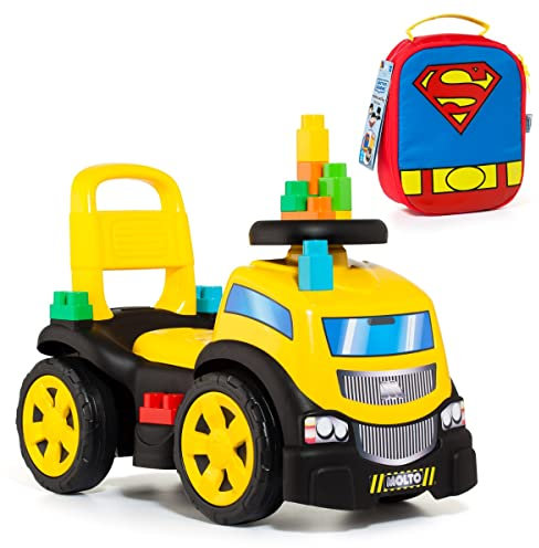 M MOLTO Porteur Trotteur 3 en 1 + Jeu de Blocs (Jaune + Porte-Aliments)