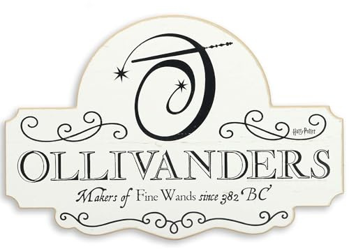 Open Road Brands Harry Potter Ollivanders Wand Shop Holz Wanddekoration – Großes Ollivander-Schild für Teenager-Schlafzimmer oder Filmzimmer