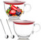 Foyofly Lot de 2 bols à céréales en verre transparent avec poignée, cuillère à soupe, tasse à lait, bols de petit-déjeuner pour yaourt, thé, micro-ondes, 450 ml (Clear01)