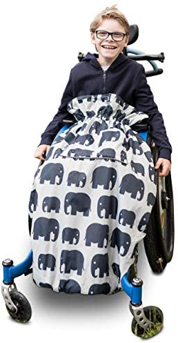 Bundlebean Funda acogedora para silla de ruedas infantil - Nailon impermeable con forro polar, bolsa frontal para calentar las manos, correas ajustables - Ajuste universal para silla de ruedas y