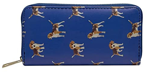 GFM® Damen Geldbörse mit Mohnblumen-Motiv, Hunde und Katzen, Prs-bg-Beagle-blau, S, Modern