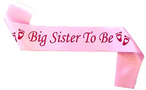 Big Sister to Be Schärpe Rosa, Satin Babyparty-Dekorationen, Geschenke für sie, Schärpen Bündel Papa - Große Schwester - Oma - Nanny - Tante to Be, 3 Farben (Rosa, Blau, Weiß)