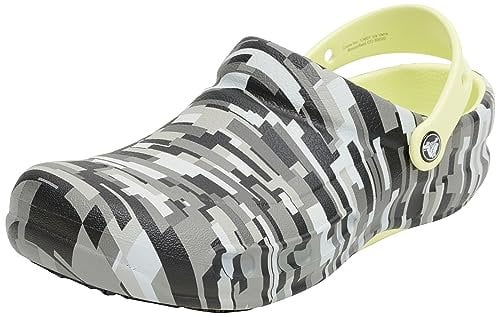 Crocs Unisex Adulto Bistro Work Graphic Clog Zueco, Black/Lime, 46/47 EU