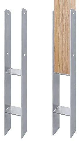 YRHome 6 Stück H-Pfostenträger feuerverzinkt H-anker Feuerverzinkt 101mm H-anker Feuerverzinkt, Materialstärke 5mm, Gesamthöhe 600 mm Zaunpfosten für Carports Gartenzäunen (6 Stück 101mm)