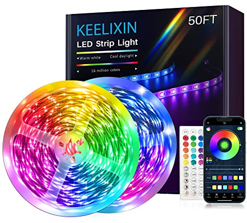 50 m LED-Lichtstreifen, RGB-LED-Lichtstreifen, LED-Lichterkette, Bluetooth-LED-Lichterkette, LED-Lichterkette für Schlafzimmer, Lichtband, Raumbeleuchtung mit