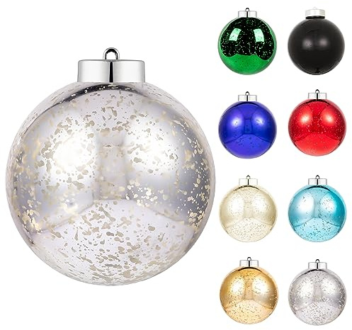 XmasExp Große Weihnachtskugel, silberfarben, riesig, bruchsicherer Kunststoff, hängende Quecksilber-Weihnachtskugel, Dekoration, Weihnachtsbaumschmuck (Silber, 20,3 cm)