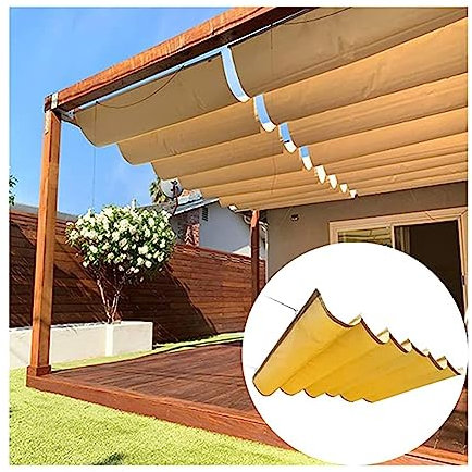 Voiles D'ombrage Personnalisables 90% Anti-UV Wave Tissu Polyester Respirant for La Couverture De Pergola en Bois De Patio Auvent Rétractable À Glissière (Color : Beige, Size : 1.4 * 3m)