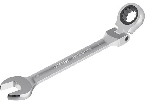FOCMKEAS 6mm Flex-Head Ratcheting Combination Wrench Metric 72 Teeth 12 Point Ratchet Box Ended and Open End Spanner Tools, Flexible Head Gear Wrench, Heat-Treated CR-V