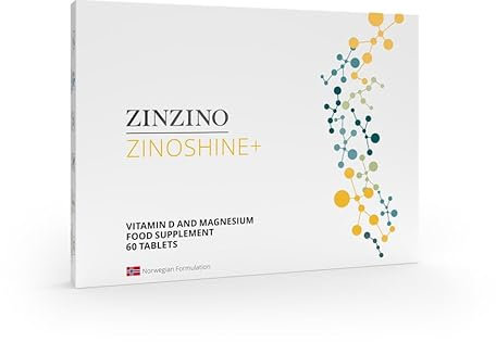 ZinZino ZinoShine+ – Vitamin D3 & Magnesium Komplex – Vegan – Mit Magnesiumcitrat, Malat, Bisglycinat & Meerwasser – Pflanzliches D3 aus Flechten – 60 Tabletten