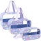 LEcylankEr Borsa da Toilette Trasparente 3pcs Set, Beauty Case da Viaggio Portatile, Borsa da Cosmetica in PVC Impermeabile per Donna (Stampa viola)