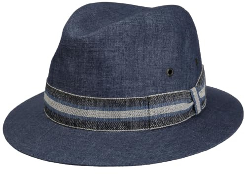 LIERYS Denim Traveller Hut Leinen Hut mit Lüftungsöffnungen Made in Italy Unisex Frühjahr Sommer Denim M (56-57 cm)