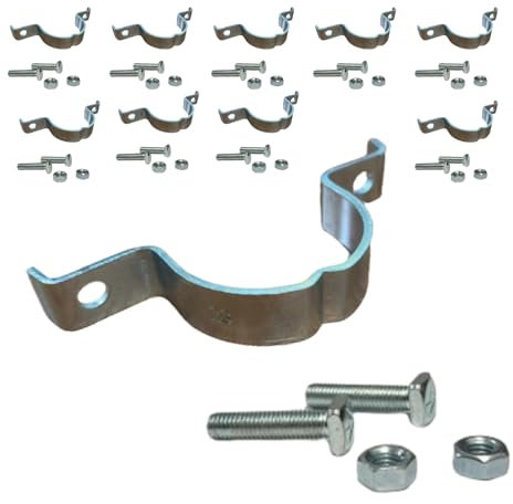 Staffe monofacciali a ponte con viti a testa quadrata e bulloni per pali antirotazione diametro 60 mm adato a segnaletica stradale e specchi parabolici - Confezione da 10 Pezzi MADE IN ITALY