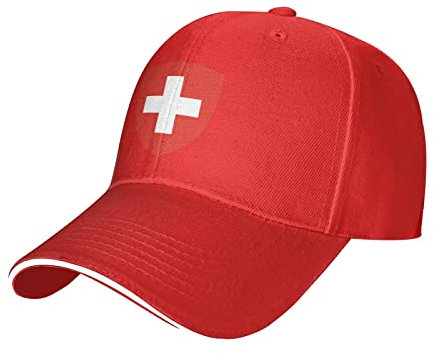 GeRRiT Wappen der Schweiz Entenzunge Klassische Baseballkappe – Herren Damen Sandwich Hut Schwarz, rot, One size