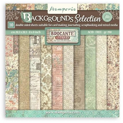 Stamperia - Papier de scrapbooking pour scrapbooking, albums, fabrication de cartes, bullet journals et plus, sans acide, double face, parfait pour l'artisanat et les cadeaux (fond brocante antique)