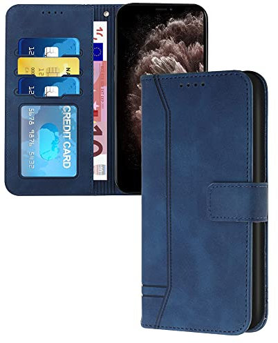 COTDINFOR Coque pour Sony Xperia 1 V 2023 Portefeuille Etui en PU Cuir avec [Fentes pour Cartes] [Fonction Support] Antichoc Housse Smartphone Pochette Clapet Etui pour Sony Xperia 1 V Blue HX03.